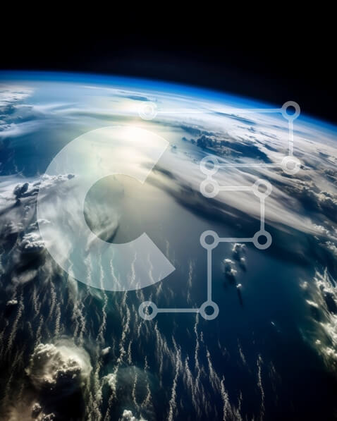 Intra Συλλεκτικό Ξύλινο Παζλ Plywood  4mm - Όμορφη εικόνα της Γης από το διάστημα με λευκά χνουδωτά σύννεφα και ακτίνες του ήλιου Σε Ξύλινο Κουτί - Διαστάσεις: 10x10 cm – 25 κομμάτια