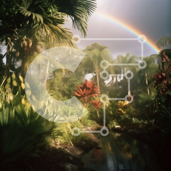 Intra Συλλεκτικό Ξύλινο Παζλ Plywood  4mm - Όμορφη εικόνα ενός καταπράσινου τροπικού δάσους με ποτάμι και ουράνιο τόξο Σε Ξύλινο Κουτί - Διαστάσεις: 10x10 cm – 25 κομμάτια