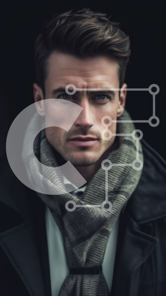 Intra Συλλεκτικό Ξύλινο Παζλ Plywood  4mm - Σοβαρός άνδρας με γυαλιά και κασκόλ που κοιτάζει την κάμερα Σε Ξύλινο Κουτί - Διαστάσεις Puzzle: 10x10 cm – 25 κομμάτια