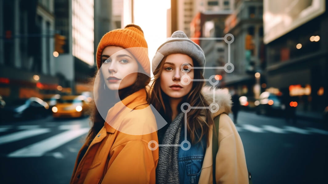 Intra Συλλεκτικό Ξύλινο Παζλ Plywood  4mm - Ζεστή και άνετη εικόνα δύο γυναικών με χειμωνιάτικα ρούχα στην City Street Σε Ξύλινο Κουτί - Διαστάσεις Puzzle: 10x10 cm – 25 κομμάτια