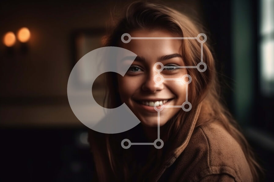 Intra Συλλεκτικό Ξύλινο Παζλ Plywood  4mm - Ευτυχισμένη νεαρή γυναίκα με καστανά μαλλιά και καστανά μάτια που χαμογελούν στην κάμερα Σε Ξύλινο Κουτί - Διαστάσεις Puzzle: 10x10 cm – 25 κομμάτια