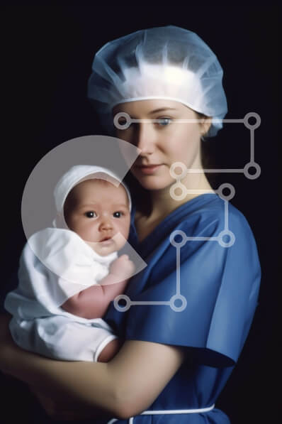 Intra Συλλεκτικό Ξύλινο Παζλ Plywood  4mm - Συγκινητική εικόνα μιας νοσοκόμας που κρατά ένα νεογέννητο μωρό Σε Ξύλινο Κουτί - Διαστάσεις Puzzle: 10x10 cm – 25 κομμάτια