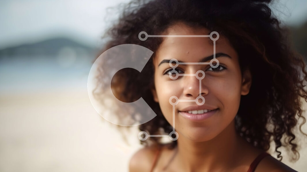 Intra Συλλεκτικό Ξύλινο Παζλ Plywood  4mm - Χαμογελαστή γυναίκα με κόκκινο μπικίνι στην παραλία Σε Ξύλινο Κουτί - Διαστάσεις Puzzle: 10x10 cm – 25 κομμάτια