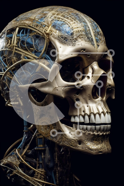 Intra Συλλεκτικό Ξύλινο Παζλ Plywood  4mm - Μοναδικό και περίπλοκο χρυσό κρανίο με λειτουργικά γρανάζια και γρανάζια Σε Ξύλινο Κουτί - Διαστάσεις: 10x10 cm – 25 κομμάτια