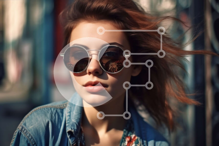 Intra Συλλεκτικό Ξύλινο Παζλ Plywood  4mm - Cool Street Style Φωτογραφία: Γυναίκα με τζιν μπουφάν και γυαλιά ηλίου Σε Ξύλινο Κουτί - Διαστάσεις Puzzle: 10x10 cm – 25 κομμάτια