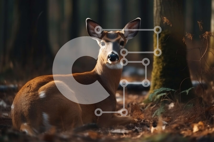 Intra Συλλεκτικό Ξύλινο Παζλ Plywood  4mm - Όμορφη εικόνα του ελαφιού σε ένα δάσος Σε Ξύλινο Κουτί - Διαστάσεις: 10x10 cm – 25 κομμάτια