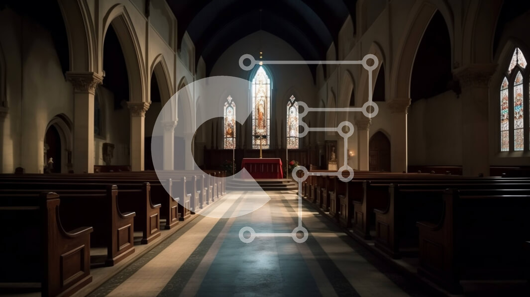 Intra Συλλεκτικό Ξύλινο Παζλ Plywood  4mm - Εκπληκτική εικόνα μιας άδειας εκκλησίας με ξύλινα στασίδια και βιτρό Σε Ξύλινο Κουτί - Διαστάσεις Puzzle: 10x10 cm – 25 κομμάτια