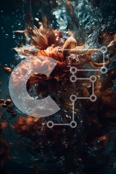 Σετ των 2 Intra Συλλεκτικό Ξύλινο Παζλ Plywood  4mm - Εκπληκτική κινηματογράφηση σε πρώτο πλάνο ανθισμένων λουλουδιών σε σκούρο μπλε νερό Σε Ξύλινο Κουτί - Διαστάσεις: 10x10 cm – 25 κομμάτια