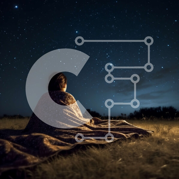 Intra Συλλεκτικό Ξύλινο Παζλ Plywood  4mm - Έναστρη νύχτα με άτομο που κάθεται σε κουβέρτα Σε Ξύλινο Κουτί - Διαστάσεις: 10x10 cm – 25 κομμάτια