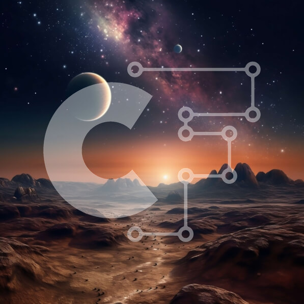 Intra Συλλεκτικό Ξύλινο Παζλ Plywood  4mm - Εικονογράφηση έρημο πλανητικό τοπίο με λαμπερό ήλιο Σε Ξύλινο Κουτί - Διαστάσεις Puzzle: 10x10 cm – 25 κομμάτια