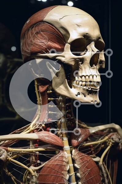 Intra Συλλεκτικό Ξύλινο Παζλ Plywood  4mm - Εικονογράφηση ανατομίας ανθρώπινου σκελετού Σε Ξύλινο Κουτί - Διαστάσεις Puzzle: 10x10 cm – 25 κομμάτια