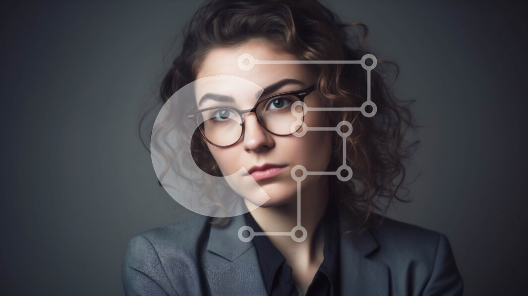 Intra Συλλεκτικό Ξύλινο Παζλ Plywood  4mm - Πορτρέτο μιας νεαρής γυναίκας με γκρι κοστούμι και λευκό πουκάμισο Σε Ξύλινο Κουτί - Διαστάσεις Puzzle: 10x10 cm – 25 κομμάτια