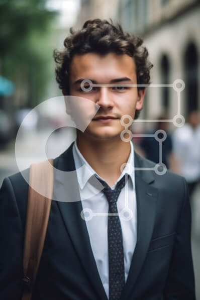 Intra Συλλεκτικό Ξύλινο Παζλ Plywood  4mm - Σοβαρός νέος επιχειρηματίας στην οδό της πόλης Σε Ξύλινο Κουτί - Διαστάσεις Puzzle: 10x10 cm – 25 κομμάτια