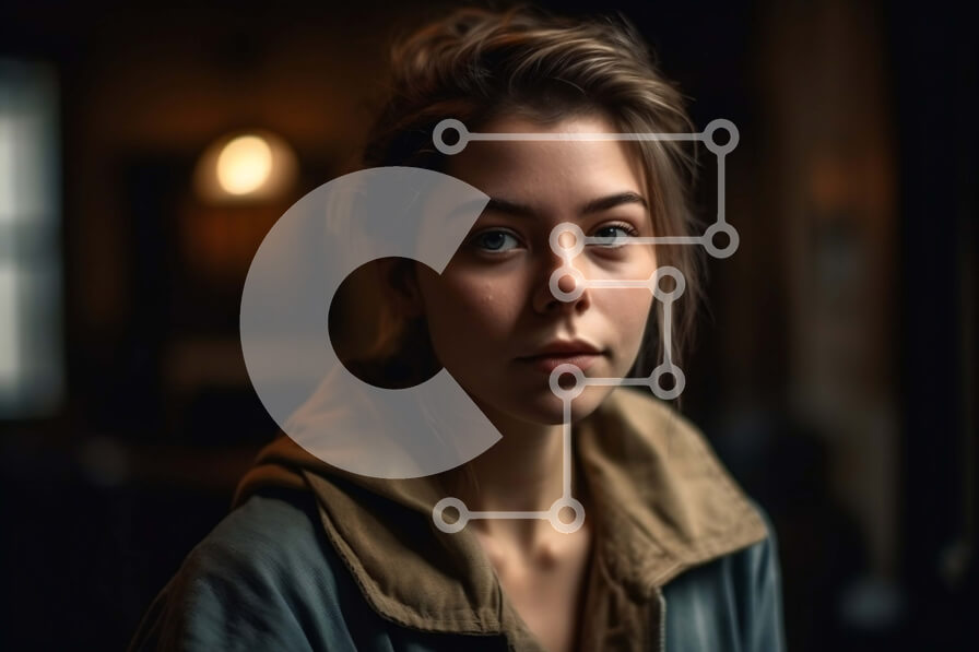 Intra Συλλεκτικό Ξύλινο Παζλ Plywood  4mm - Σοβαρή νεαρή γυναίκα που φορά ένα καφέ σακάκι Σε Ξύλινο Κουτί - Διαστάσεις Puzzle: 10x10 cm – 25 κομμάτια