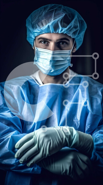 Intra Συλλεκτικό Ξύλινο Παζλ Plywood  4mm - Πορτρέτο του χειρουργού με μπλε φόρεμα και γάντια Σε Ξύλινο Κουτί - Διαστάσεις Puzzle: 10x10 cm – 25 κομμάτια