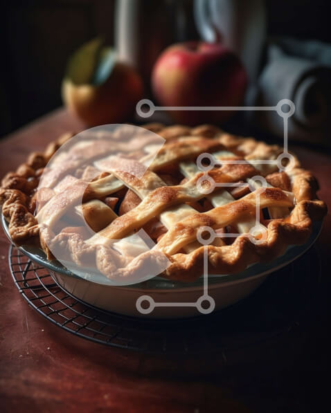 Σετ των 2 Intra Συλλεκτικό Ξύλινο Παζλ Plywood  4mm - Νόστιμη μηλόπιτα με θρυμματισμένη κρούστα και μήλα κομμένα σε φέτες Σε Ξύλινο Κουτί - Διαστάσεις: 10x10 cm – 25 κομμάτια