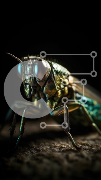 Σετ των 2 Intra Συλλεκτικό Ξύλινο Παζλ Plywood  4mm - Μακρο πλάνο του κεφαλιού μιας μύγας στο ξύλο Σε Ξύλινο Κουτί - Διαστάσεις: 10x10 cm – 25 κομμάτια