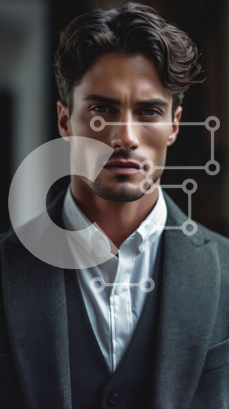 Intra Συλλεκτικό Ξύλινο Παζλ Plywood  4mm - Σοβαρός επιχειρηματίας με κοστούμι και γραβάτα που κοιτάζει κατευθείαν την κάμερα Σε Ξύλινο Κουτί - Διαστάσεις Puzzle: 10x10 cm – 25 κομμάτια