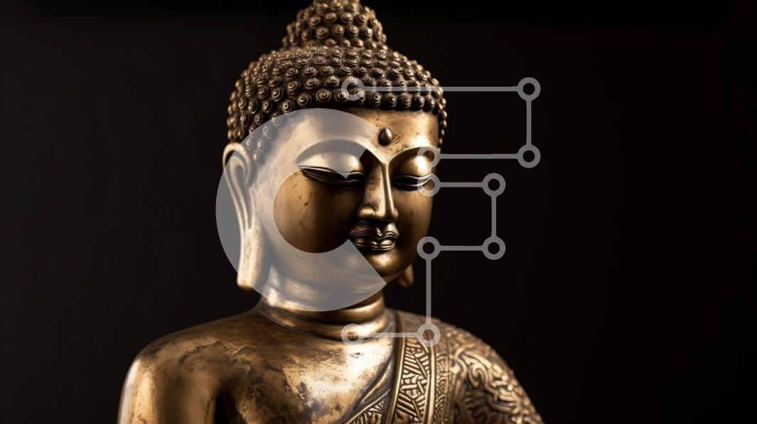 Intra Συλλεκτικό Ξύλινο Παζλ Plywood  4mm - Χρυσό άγαλμα του Βούδα με κλειστά μάτια και γαλήνια έκφραση Σε Ξύλινο Κουτί - Διαστάσεις Puzzle: 10x10 cm – 25 κομμάτια