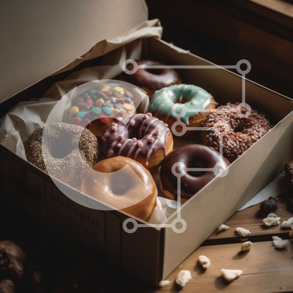 Σετ των 2 Intra Συλλεκτικό Ξύλινο Παζλ Plywood  4mm - Ποικιλία από νόστιμα ντόνατς σε κουτί Σε Ξύλινο Κουτί - Διαστάσεις: 10x10 cm – 25 κομμάτια