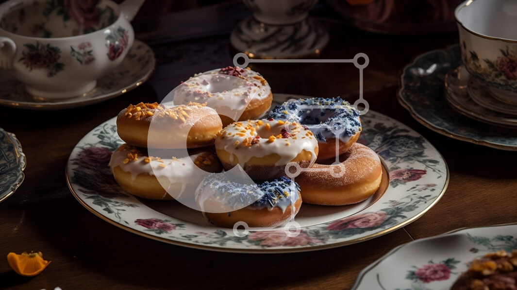 Σετ των 2 Intra Συλλεκτικό Ξύλινο Παζλ Plywood  4mm - Νόστιμα ντόνατς με ποικιλία γαρνιτούρων Σε Ξύλινο Κουτί - Διαστάσεις: 10x10 cm – 25 κομμάτια