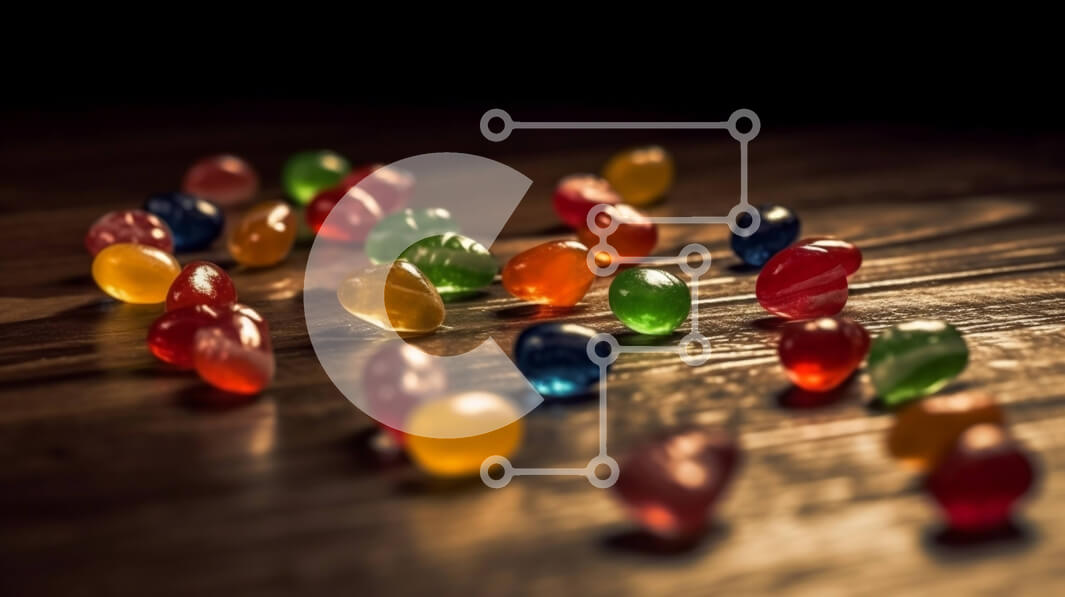 Σετ των 2 Intra Συλλεκτικό Ξύλινο Παζλ Plywood  4mm - Νόστιμες και φρέσκες καραμέλες σε ένα ξύλινο τραπέζι Σε Ξύλινο Κουτί - Διαστάσεις: 10x10 cm – 25 κομμάτια