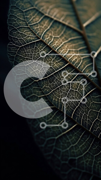 Σετ των 2 Intra Συλλεκτικό Ξύλινο Παζλ Plywood  4mm - Κοντινό πλάνο φλεβών φύλλων σε σκούρο φόντο Σε Ξύλινο Κουτί - Διαστάσεις: 10x10 cm – 25 κομμάτια