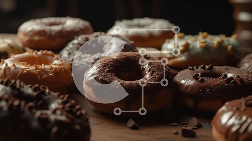 Σετ των 2 Intra Συλλεκτικό Ξύλινο Παζλ Plywood  4mm - Δελεαστική εικόνα ντόνατς με γλάσο σοκολάτας με ψεκασμούς Σε Ξύλινο Κουτί - Διαστάσεις: 10x10 cm – 25 κομμάτια