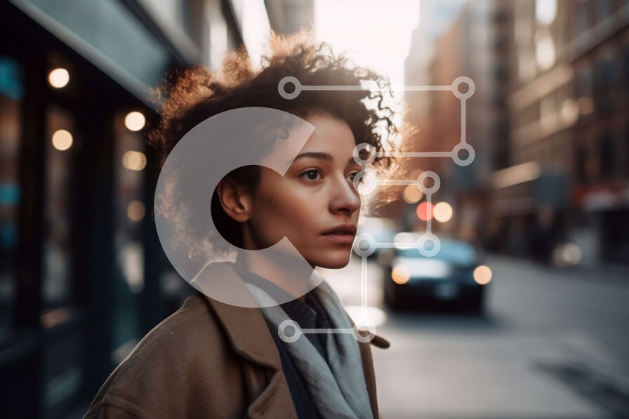 Intra Συλλεκτικό Ξύλινο Παζλ Plywood  4mm - Κομψή γυναίκα που στέκεται στην οδό της πόλης Σε Ξύλινο Κουτί - Διαστάσεις Puzzle: 10x10 cm – 25 κομμάτια