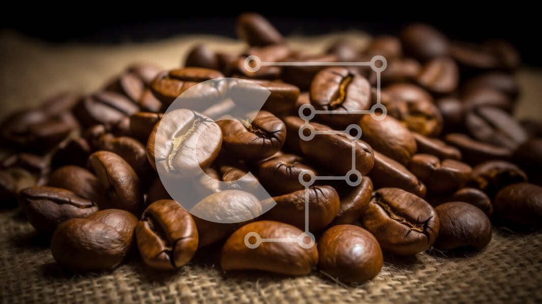 Σετ των 2 Intra Συλλεκτικό Ξύλινο Παζλ Plywood  4mm - Κοντινό πλάνο κόκκων καφέ σε σάκο λινάτσας Σε Ξύλινο Κουτί - Διαστάσεις: 10x10 cm – 25 κομμάτια