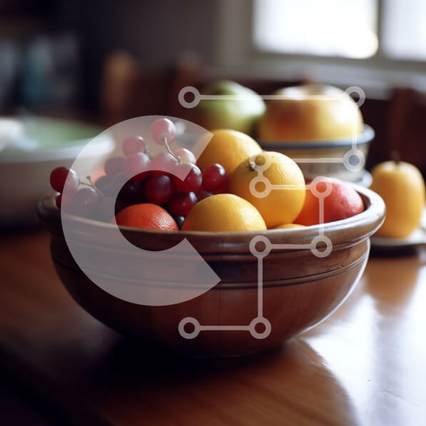 Σετ των 2 Intra Συλλεκτικό Ξύλινο Παζλ Plywood  4mm - Όμορφη εικόνα ενός μπολ με μικτά φρούτα σε φυσικό ξύλινο τραπέζι Σε Ξύλινο Κουτί - Διαστάσεις: 10x10 cm – 25 κομμάτια