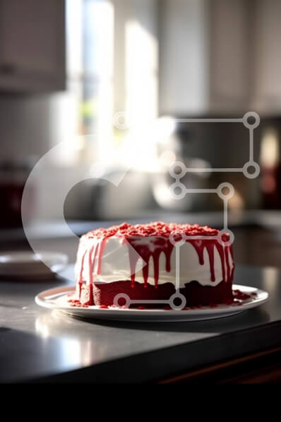 Σετ των 2 Intra Συλλεκτικό Ξύλινο Παζλ Plywood  4mm - Νόστιμη εικόνα κόκκινου βελούδινου κέικ με λευκό παγωμένο και που στάζει κόκκινο γλάσο Σε Ξύλινο Κουτί - Διαστάσεις: 10x10 cm – 25 κομμάτια