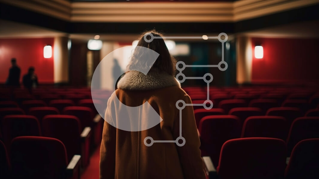 Intra Συλλεκτικό Ξύλινο Παζλ Plywood  4mm - Εκπληκτική φωτογραφία μιας γυναίκας με καφέ παλτό Κεντρική σκηνή σε ένα άδειο θέατρο Σε Ξύλινο Κουτί - Διαστάσεις Puzzle: 10x10 cm – 25 κομμάτια