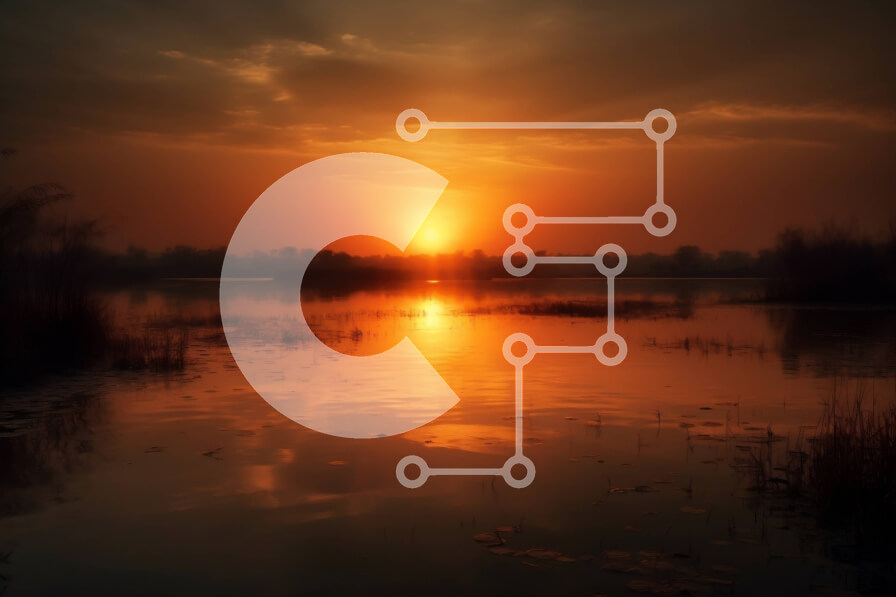 Intra Συλλεκτικό Ξύλινο Παζλ Plywood  4mm - Όμορφο ηλιοβασίλεμα πάνω από μια ήρεμη λίμνη με καλάμια και ορμές Σε Ξύλινο Κουτί - Διαστάσεις: 10x10 cm – 25 κομμάτια