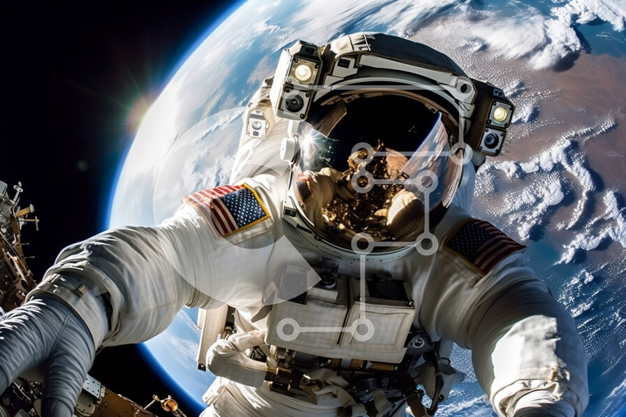 Intra Συλλεκτικό Ξύλινο Παζλ Plywood  4mm - Εκπληκτική εικόνα του αστροναύτη στο διάστημα με τη Γη στο φόντο Σε Ξύλινο Κουτί - Διαστάσεις Puzzle: 10x10 cm – 25 κομμάτια