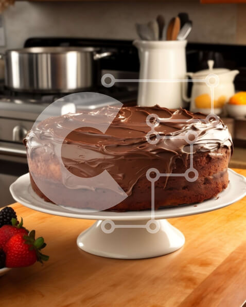 Σετ των 2 Intra Συλλεκτικό Ξύλινο Παζλ Plywood  4mm - Ακαταμάχητο κέικ σοκολάτας με γυαλιστερό πάγο σε μια κομψή κουζίνα Σε Ξύλινο Κουτί - Διαστάσεις: 10x10 cm – 25 κομμάτια