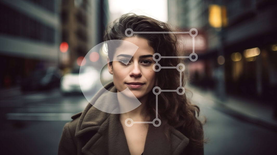 Intra Συλλεκτικό Ξύλινο Παζλ Plywood  4mm - Σοβαρή νεαρή γυναίκα με καφέ παλτό στην οδό City Σε Ξύλινο Κουτί - Διαστάσεις Puzzle: 10x10 cm – 25 κομμάτια