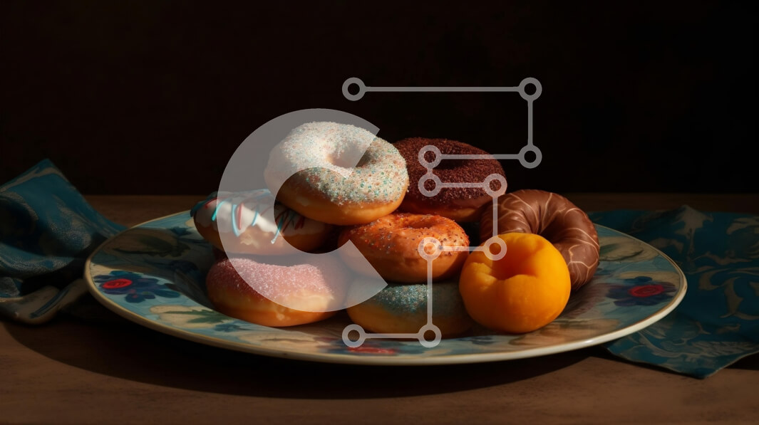 Σετ των 2 Intra Συλλεκτικό Ξύλινο Παζλ Plywood  4mm - Λαχταριστή εικόνα με ντόνατς σε πιάτο Σε Ξύλινο Κουτί - Διαστάσεις: 10x10 cm – 25 κομμάτια