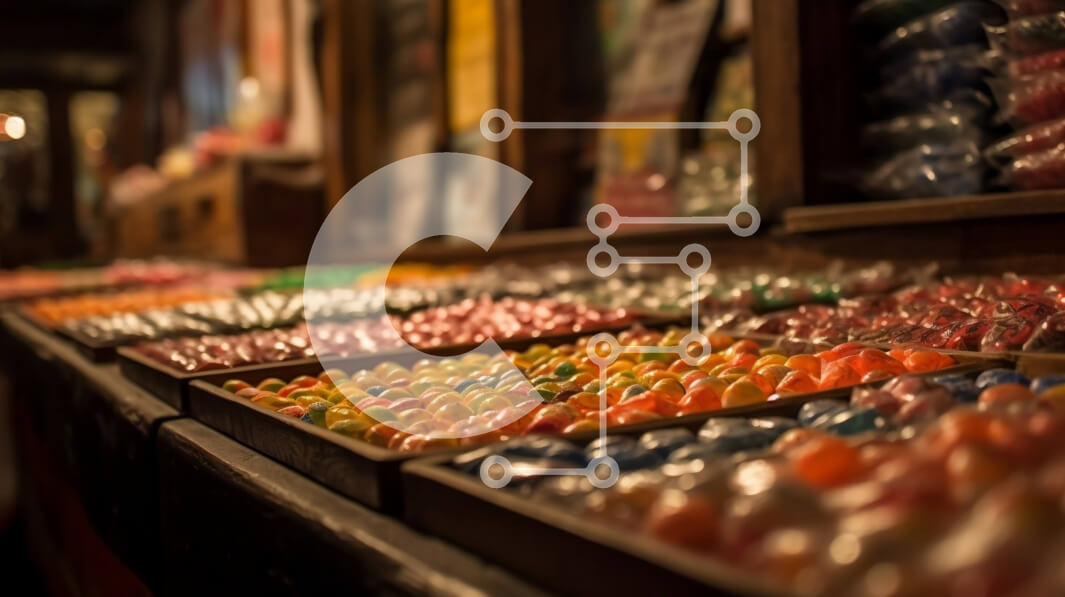 Σετ των 2 Intra Συλλεκτικό Ξύλινο Παζλ Plywood  4mm - Πολύχρωμη ποικιλία καραμελών σε ένα κατάστημα Σε Ξύλινο Κουτί - Διαστάσεις: 10x10 cm – 25 κομμάτια