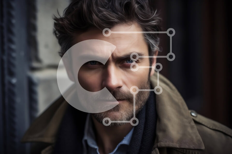 Intra Συλλεκτικό Ξύλινο Παζλ Plywood  4mm - Σοβαρός άνδρας με καφέ σακάκι που κοιτάζει από απόσταση Σε Ξύλινο Κουτί - Διαστάσεις Puzzle: 10x10 cm – 25 κομμάτια