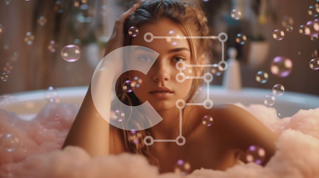 Intra Συλλεκτικό Ξύλινο Παζλ Plywood  4mm - Χαλαρωτικό αφρόλουτρο με μια νεαρή γυναίκα σε ροζ Σε Ξύλινο Κουτί - Διαστάσεις Puzzle: 10x10 cm – 25 κομμάτια