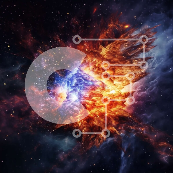 Intra Συλλεκτικό Ξύλινο Παζλ Plywood  4mm - Πολύχρωμη έκρηξη στο διάστημα με αστέρια Σε Ξύλινο Κουτί - Διαστάσεις: 10x10 cm – 25 κομμάτια