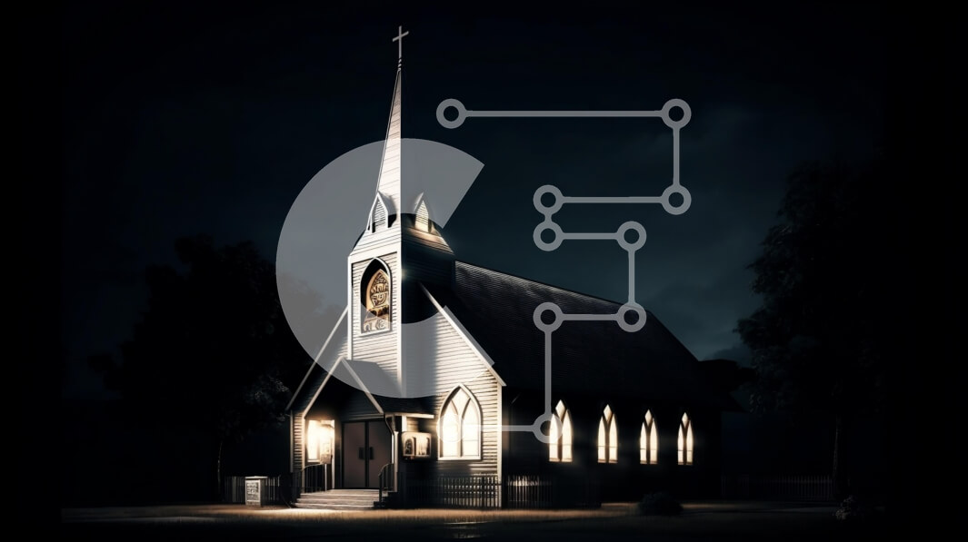 Intra Συλλεκτικό Ξύλινο Παζλ Plywood  4mm - Στοιχειώδης εικόνα μιας εκκλησίας τη νύχτα Σε Ξύλινο Κουτί - Διαστάσεις Puzzle: 10x10 cm – 25 κομμάτια