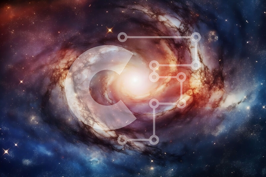 Intra Συλλεκτικό Ξύλινο Παζλ Plywood  4mm - Εκπληκτική εικόνα ενός σπειροειδούς γαλαξία με μπλε, λευκές και κόκκινες αποχρώσεις Σε Ξύλινο Κουτί - Διαστάσεις: 10x10 cm – 25 κομμάτια