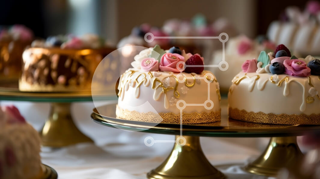 Σετ των 2 Intra Συλλεκτικό Ξύλινο Παζλ Plywood  4mm - Όμορφη εικόνα ενός κέικ με πολύχρωμα λουλούδια στην κορυφή Σε Ξύλινο Κουτί - Διαστάσεις: 10x10 cm – 25 κομμάτια