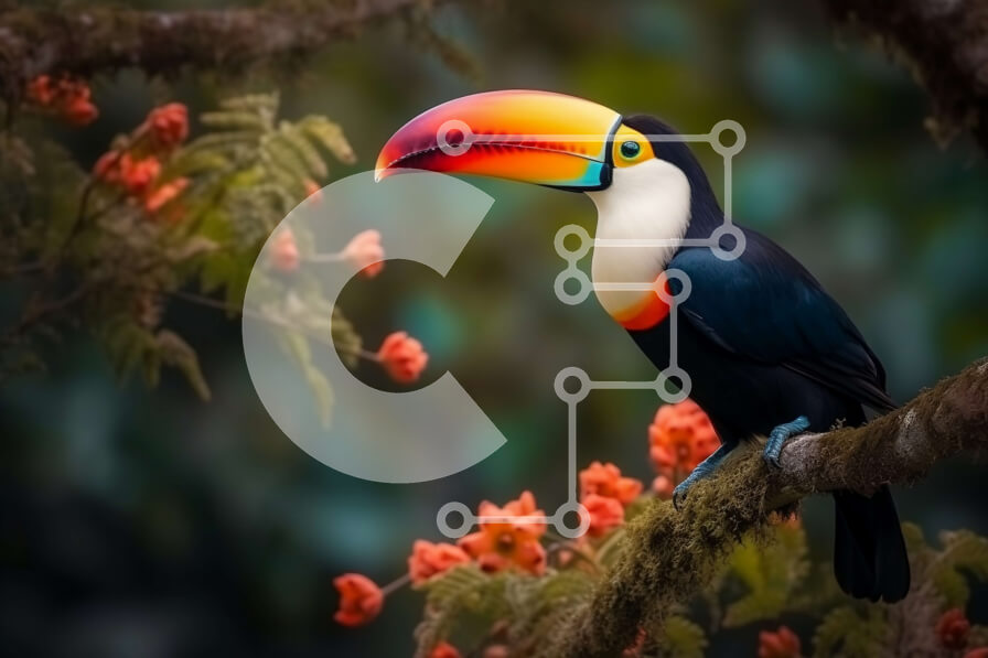 Intra Συλλεκτικό Ξύλινο Παζλ Plywood  4mm - Όμορφη εικόνα ενός Τουκάν στη ζούγκλα Σε Ξύλινο Κουτί - Διαστάσεις: 10x10 cm – 25 κομμάτια