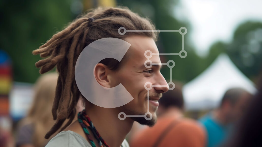 Intra Συλλεκτικό Ξύλινο Παζλ Plywood  4mm - Χαμογελαστός νεαρός άνδρας που απολαμβάνει το μουσικό φεστιβάλ με ποικίλο πλήθος Σε Ξύλινο Κουτί - Διαστάσεις Puzzle: 10x10 cm – 25 κομμάτια