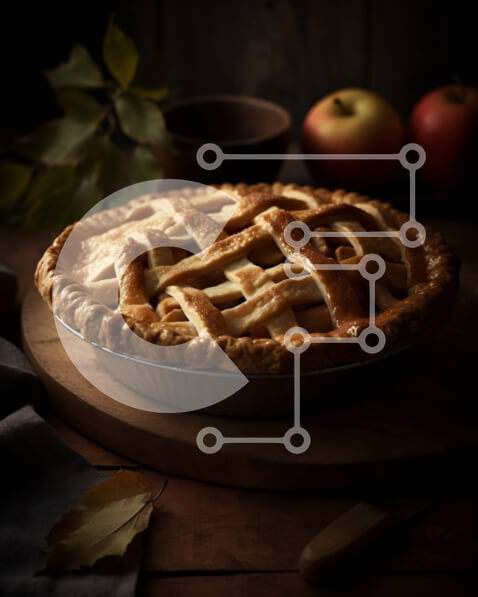 Σετ των 2 Intra Συλλεκτικό Ξύλινο Παζλ Plywood  4mm - Λαχταριστή εικόνα της μηλόπιτας με παγωτό βανίλια και φθινοπωρινά φύλλα έξω Σε Ξύλινο Κουτί - Διαστάσεις: 10x10 cm – 25 κομμάτια