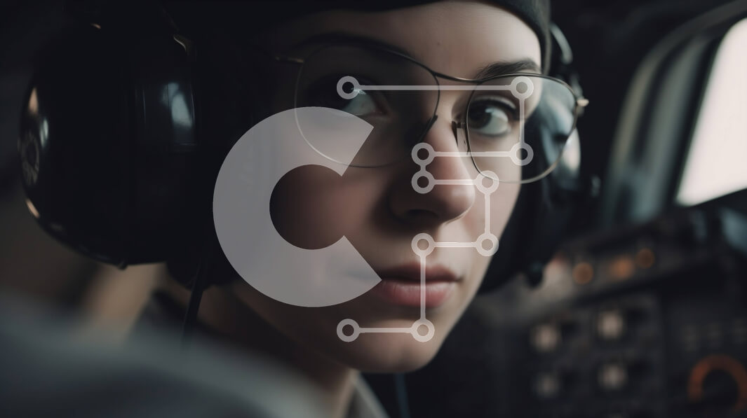 Intra Συλλεκτικό Ξύλινο Παζλ Plywood  4mm - Σοβαρή γυναίκα στο πιλοτήριο αεροπλάνου που κοιτάζει έξω από το παράθυρο Σε Ξύλινο Κουτί - Διαστάσεις Puzzle: 10x10 cm – 25 κομμάτια