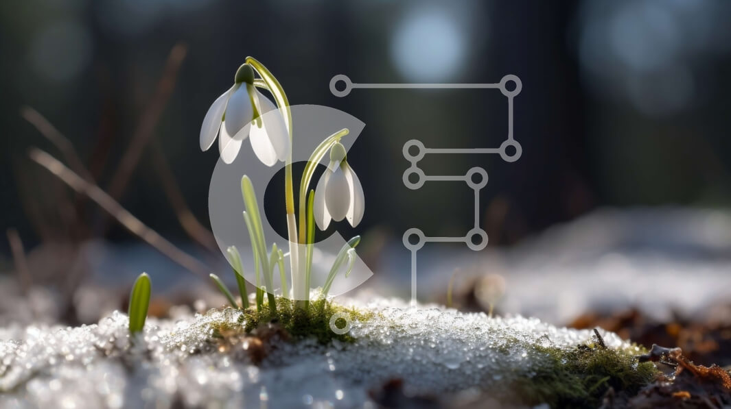 Intra Συλλεκτικό Ξύλινο Παζλ Plywood  4mm - Όμορφη κοντινή όψη ενός λουλουδιού χιονοσταλίδας στο χιόνι Σε Ξύλινο Κουτί - Διαστάσεις: 10x10 cm – 25 κομμάτια